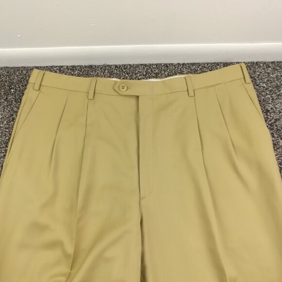 NWT Brioni Dress Pants Super 140s Wool Cannes Pleated Cuffed Tan Mens 38x31 Flaw - Picture 2 of 13